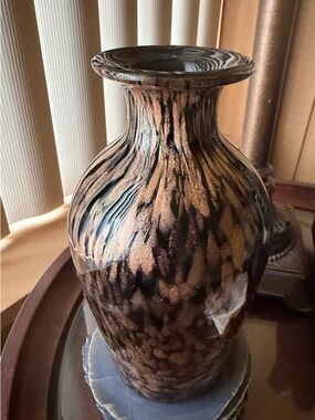 Decorative Glass Vase in Black and Bronze